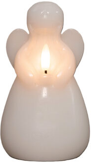 Anna's Collection Kerst LED kaars - engel?vorm - wit - 14 x 8 cm - met timer - op batterijen - kerst