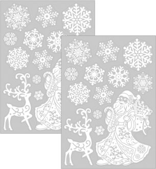Anna's Collection Kerst raamstickers Kerstman - 2x - vel van 34 x 28 cm - raamdecoratie