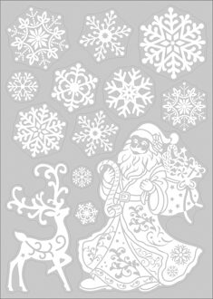 Anna's Collection Kerst raamstickers Kerstman - vel van 34 x 28 cm - raamdecoratie Multi