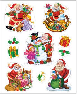 Anna's Collection Kerst raamstickers kerstman - vel van 34 x 28 cm - raamdecoratie