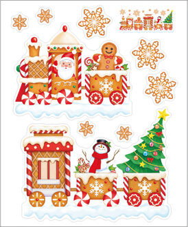 Anna's Collection Kerst raamstickers peperkoek mannetje - vel van 34 x 28 cm - raamdecoratie