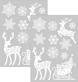 Anna's Collection Kerst raamstickers Rendier - 2x - vel van 34 x 28 cm - raamdecoratie