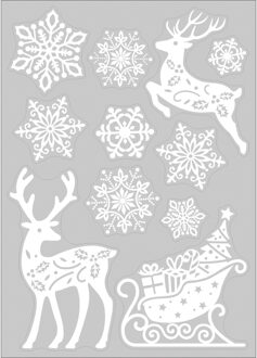 Anna's Collection Kerst raamstickers Rendier - vel van 34 x 28 cm - raamdecoratie