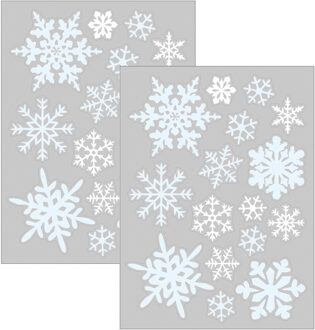Anna's Collection Kerst raamstickers sneeuwvlokken - 2x - vel van 34 x 28 cm - raamdecoratie