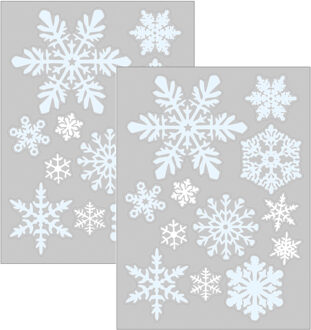 Anna's Collection Kerst raamstickers sneeuwvlokken - 2x - vel van 34 x 28 cm - raamdecoratie