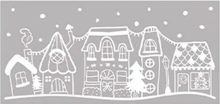 Anna's Collection Kerst raamstickers Witte huisjes - vel van 23 x 49 cm - raamdecoratie