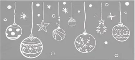 Anna's Collection Kerst raamstickers Witte kerstballen - vel van 23 x 49 cm - raamdecoratie Multi