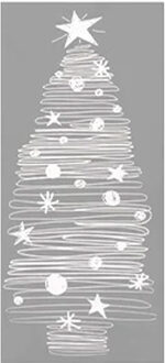 Anna's Collection Kerst raamstickers Witte kerstboom - vel van 23 x 49 cm - raamdecoratie Multi