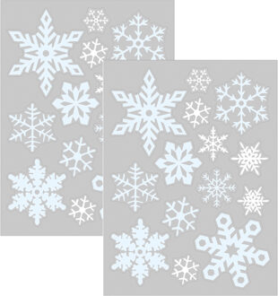 Anna's Collection Kerst raamstickers witte sneeuwvlokken - 2x - vel van 34 x 28 cm - raamdecoratie