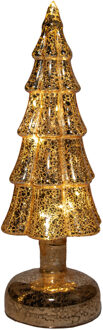 Anna's Collection Kerstboom beeldje - goud - met LED licht - 27 cm - glas - decoratie kerstboompje Goudkleurig