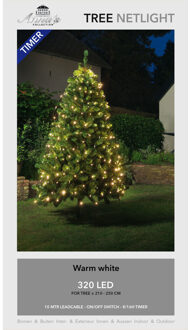 Anna's Collection Kerstboom lichtnetten/netverlichting met timer 320 lampjes warm wit