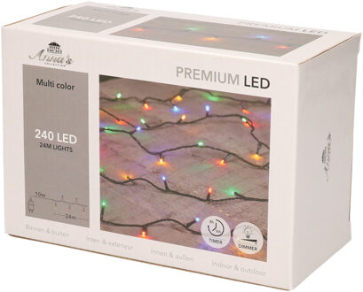 Anna's Collection Kerstverlichting - 240 led lampjes - gekleurd - 24 m - dimmer - timer - buiten Multi
