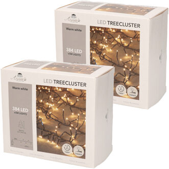 Anna's Collection Kerstverlichting - 2x - 384 lampjes - warm wit - 5 meter - clusterverlichting