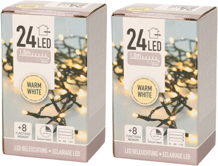 Anna's Collection Kerstverlichting - 2x -timer - 20 Led's - warm wit - lichtsnoer