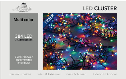 Anna's Collection Kerstverlichting - 384 leds - gekleurd - 2,4 meter - clusterverlichting - Kerstverlichting kerstboom Multikleur