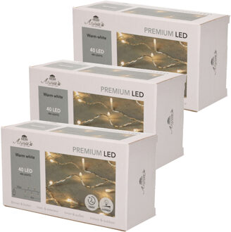 Anna's Collection Kerstverlichting - 3x - warm wit - 40 LEDs - 4 m
