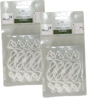 Anna's Collection Kerstverlichting bevestigingshaakjes - 32x - wit -?7 cm - bevestiging dakgoot - haakjes