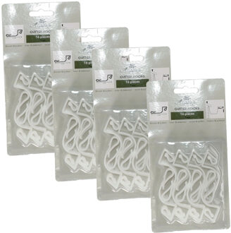 Anna's Collection Kerstverlichting bevestigingshaakjes - 64x - wit -?7 cm - bevestiging dakgoot - haakjes