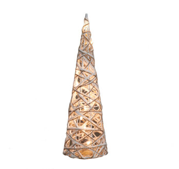 Anna's Collection Kerstverlichting figuren Led kegel kerstboom glitter lamp 40 cm met 10 lampjes Wit