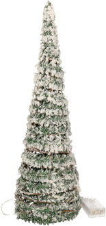 Anna's Collection Kerstverlichting figuren Led kegel kerstboom groen besneeuwd 60 cm