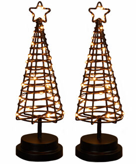 Anna's Collection Kerstverlichting figuur - 2x stuks - 3D lichtboom - 30 cm