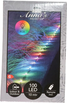 Anna's Collection Kerstverlichting - gekleurd - 10 meter - 100 led lampjes - 5 m aanloopsnoer zwart