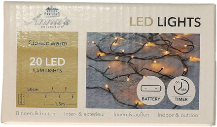 Anna's Collection Kerstverlichting Ivy - 20 led lampjes - warm wit - 150 cm - lichtsnoer