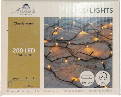 Anna's Collection Kerstverlichting Ivy - 200 led lampjes - warm wit - 1500 cm - lichtsnoer