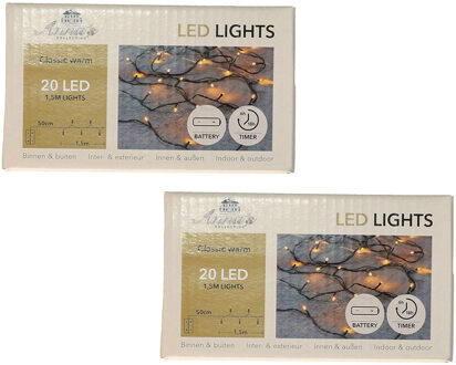 Anna's Collection Kerstverlichting Ivy - 2x - 20 led lampjes - warm wit - 150 cm - lichtsnoer