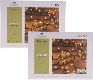 Anna's Collection Kerstverlichting Ivy - 2x - 2000 led lampjes - klassiek warm wit - 42 meter - lichtsnoer