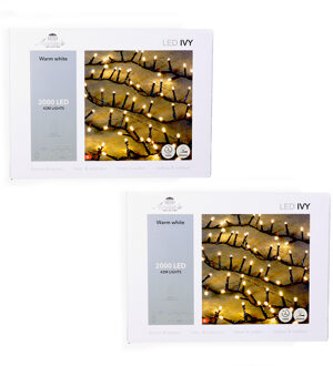 Anna's Collection Kerstverlichting Ivy - 2x - 2000 led lampjes - warm wit - 42 meter - lichtsnoer