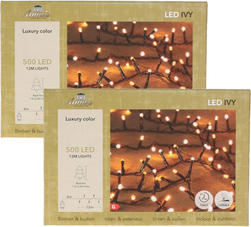 Anna's Collection Kerstverlichting Ivy - 2x - 500 led lampjes - warm wit - 1200 cm - lichtsnoer
