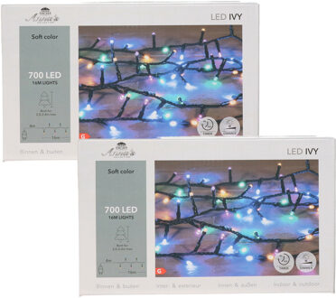 Anna's Collection Kerstverlichting Ivy - 2x - 700 led lampjes - gekleurd - 1600 cm - lichtsnoer