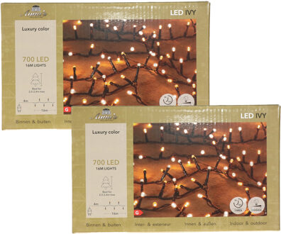 Anna's Collection Kerstverlichting Ivy - 2x - 700 led lampjes - warm wit - 1600 cm - lichtsnoer