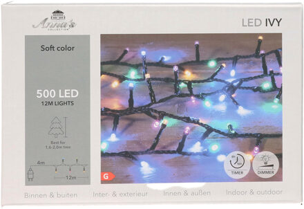 Anna's Collection Kerstverlichting Ivy - 500 led lampjes - gekleurd - 1200 cm - lichtsnoer