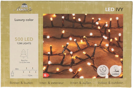 Anna's Collection Kerstverlichting Ivy - 500 led lampjes - warm wit - 1200 cm - lichtsnoer