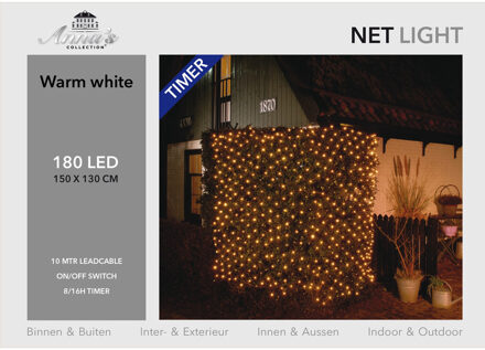 Anna's Collection Kerstverlichting lichtnet met timer 180 lampjes warm wit 150 cm
