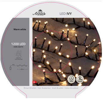 Anna's Collection Kerstverlichting op haspel/spoel - 1200 leds - 26 meter - warm wit - Ivy - buiten