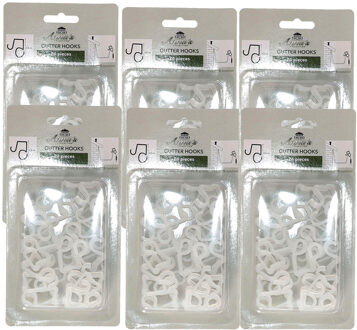 Anna's Collection kerstverlichting ophang haakjes - 144x - wit -?4 cm -?bevestiging dakgoot - dakgoothaakjes