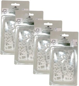 Anna's Collection kerstverlichting ophang haakjes - 96x - wit -?4 cm -?bevestiging dakgoot - dakgoothaakjes