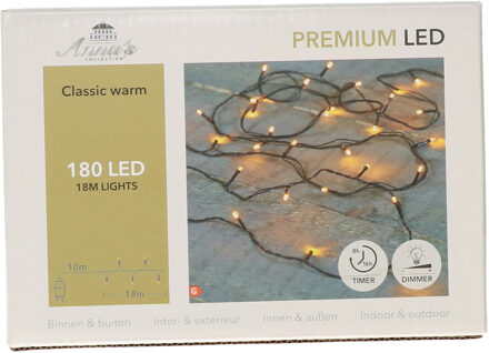 Anna's Collection Kerstverlichting premium LED - 180 led lampjes - klassiek warm wit - 18 meter - lichtsnoer