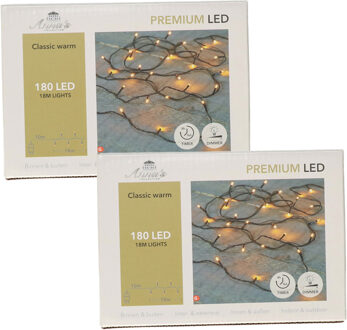 Anna's Collection Kerstverlichting premium LED - 2x - 180 led lampjes - klassiek warm wit - 18 meter - lichtsnoer