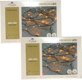 Anna's Collection Kerstverlichting premium LED - 2x - 480 led lampjes - klassiek warm wit - 48 meter - lichtsnoer