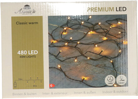 Anna's Collection Kerstverlichting premium LED - 480 led lampjes - klassiek warm wit - 48 meter - lichtsnoer