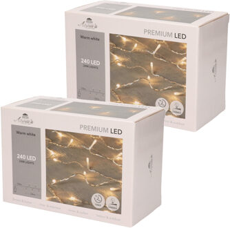 Anna's Collection Kerstverlichting - Set van 2x stuks - warm wit - 240 leds - dimmer en timer - 24 m - buiten en binne
