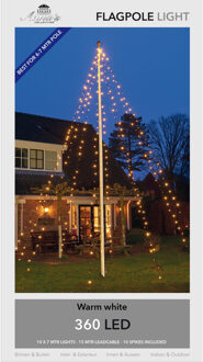 Anna's Collection Kerstverlichting - vlaggenmast - warm wit licht - buiten - 360 LED