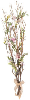 Anna's Collection Kunst paastakken met bloemen - 78 cm - lente/paasdecoratie - siertakken/paas tak