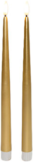Anna's Collection Lange LED dinerkaarsen - 2x st - goud - 30 cm - met afstandsbediening