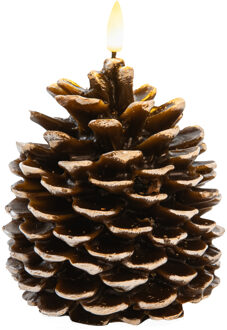 Anna's Collection LED dennenappel kaars - bruin - 12.5 x 10.5 cm - met timer