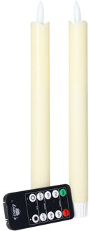Anna's Collection LED dinerkaarsen - 2x - ivoor - 23 cm - met afstandsbediening
